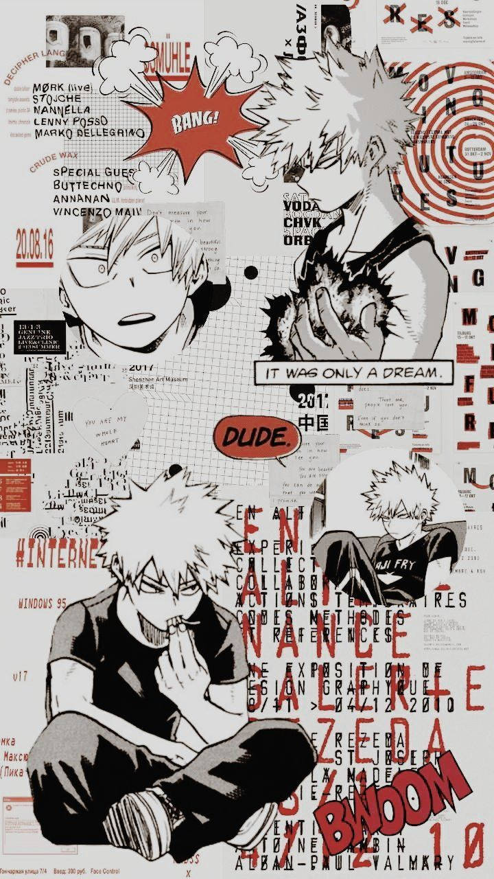 Cute Bakugo Collage White Wallpaper