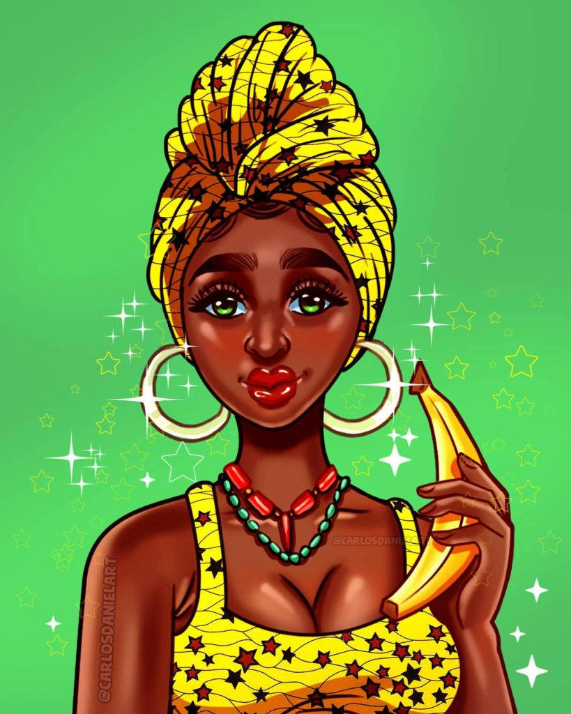 Cute Black African Girl Art Wallpaper