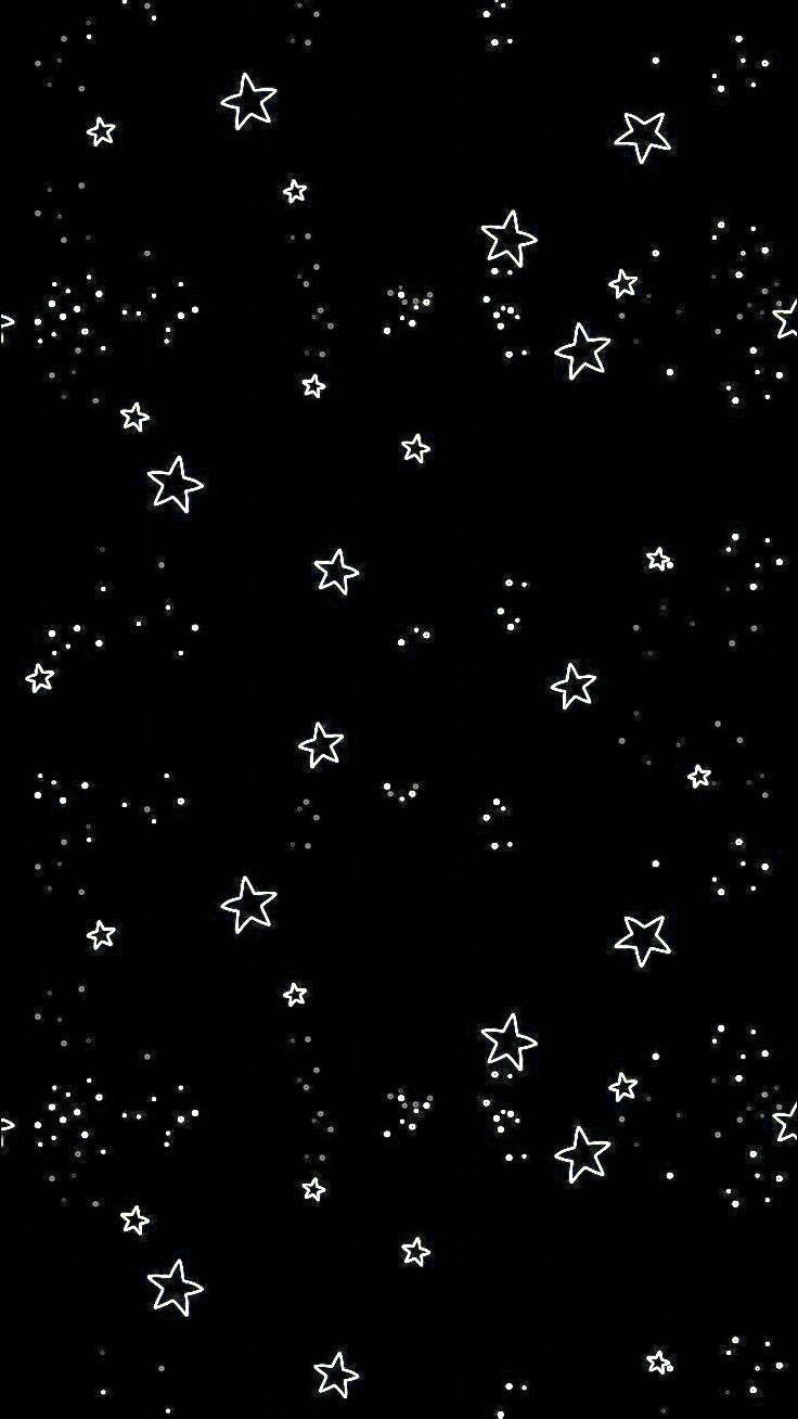 Cute Black And White Aesthetic Star Doodles Wallpaper