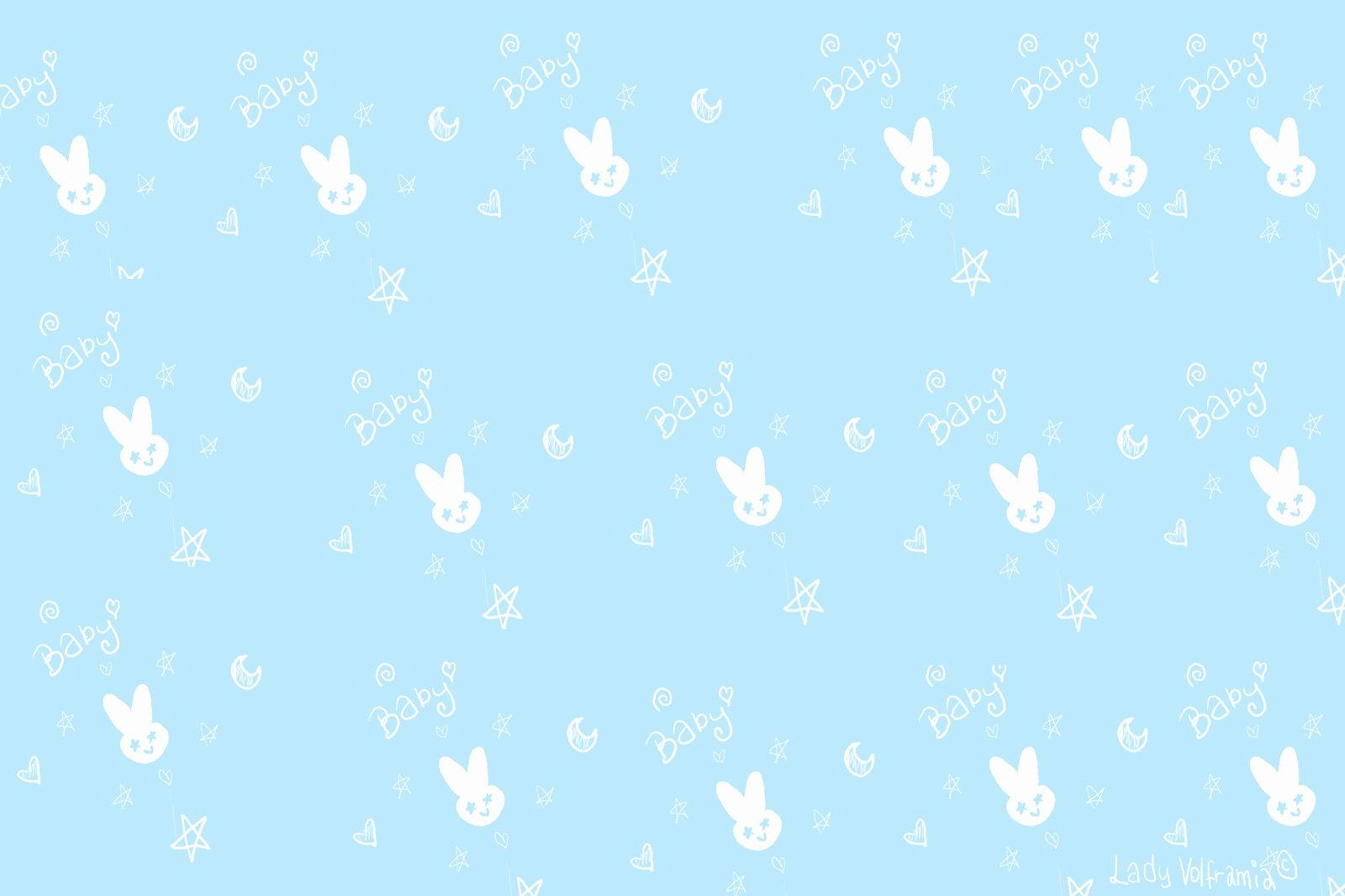 Cute Blue Aesthetic Baby Bunnies Wallpaper