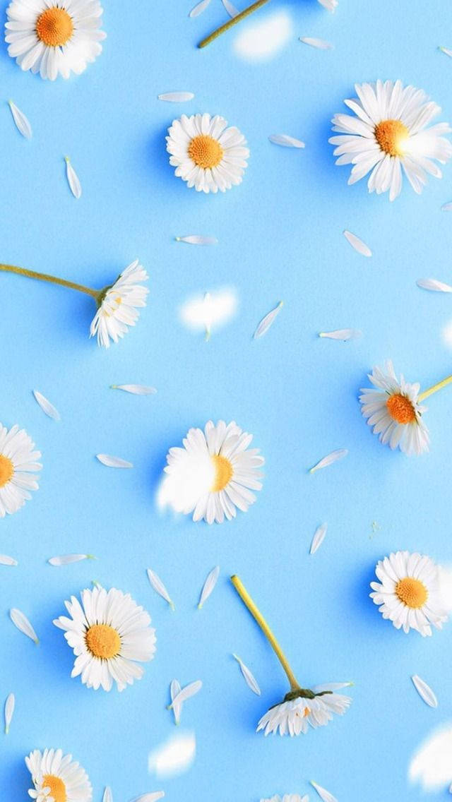Cute Blue Phone Tiny Flowers Wallpaper