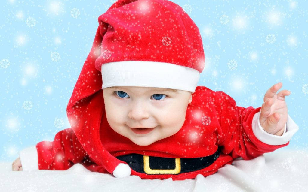 Cute Boy Santa Claus Baby Wallpaper