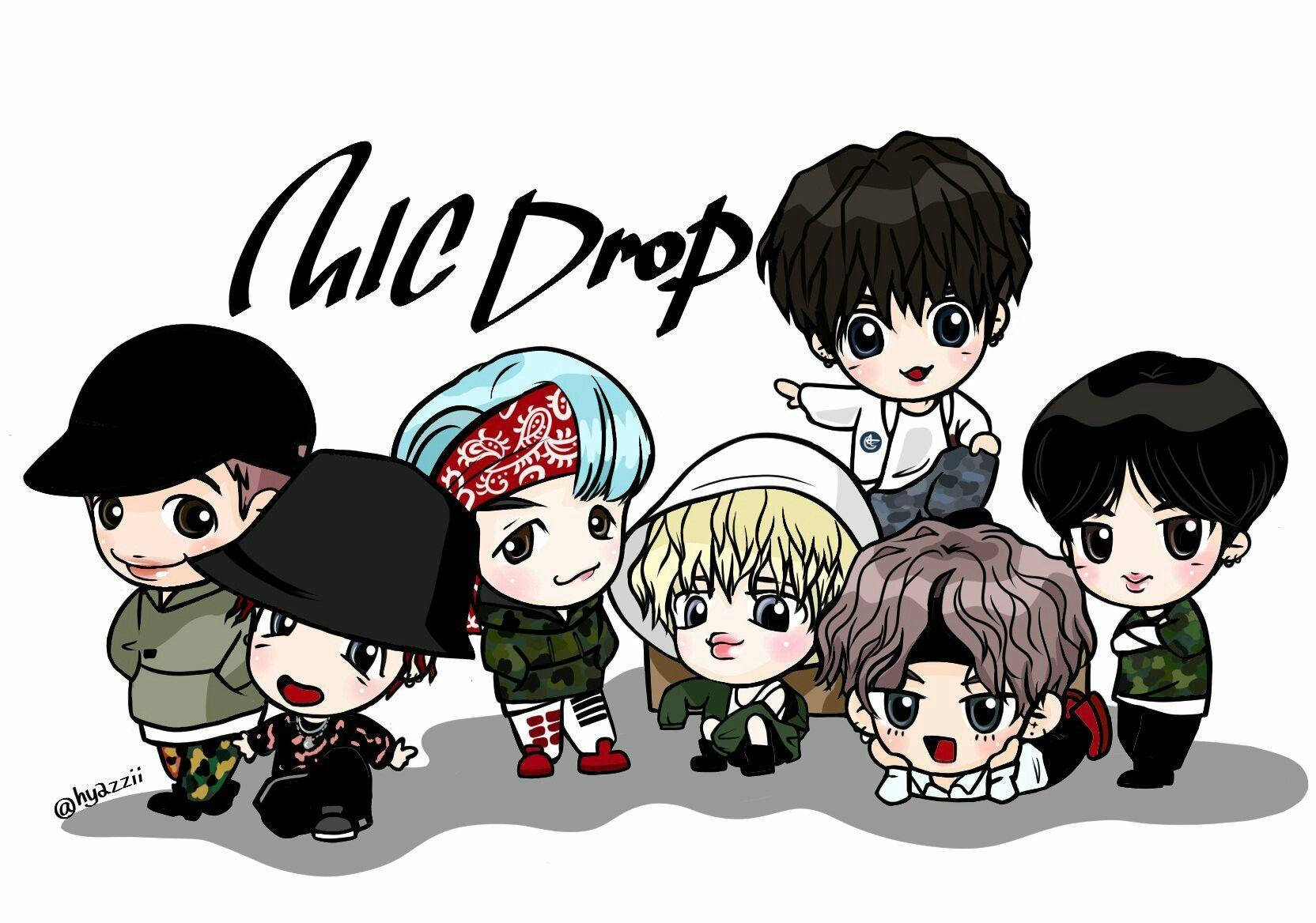 Cute Bts Drawing Mic Drop Wallpaper