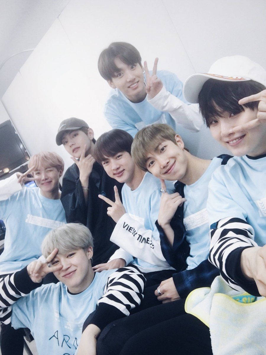 Cute Bts Group Behind The Stage Wallpaper