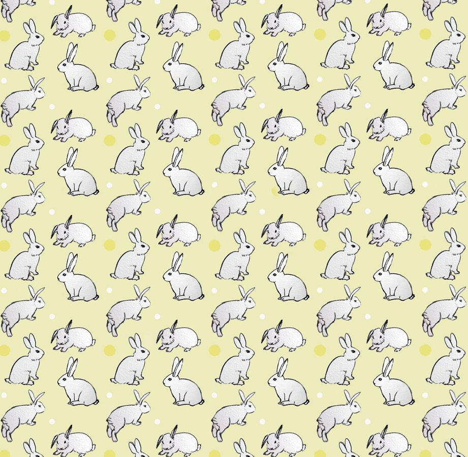Cute Bunny Drawing On Yellow Wallpaper