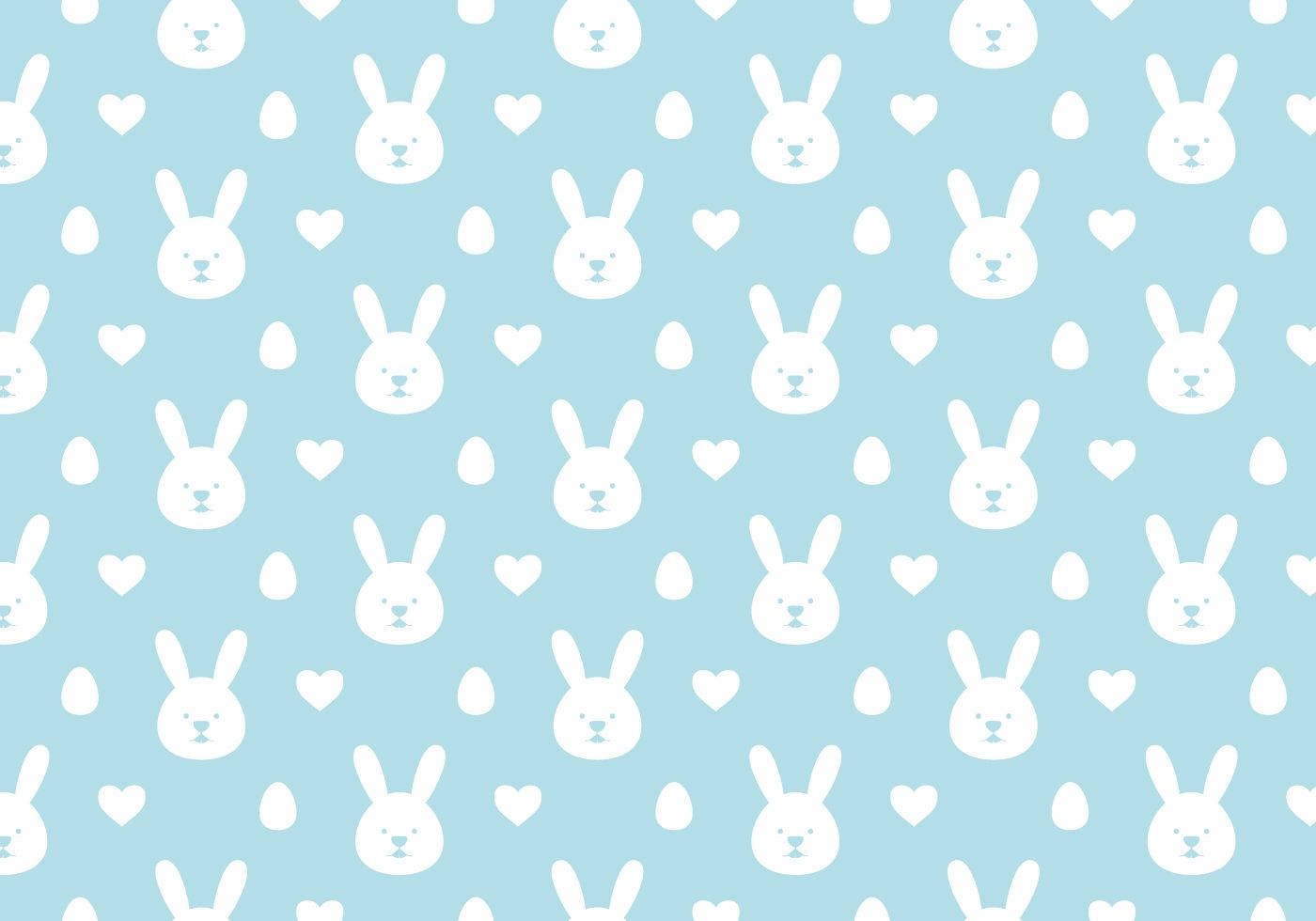 Cute Bunny Patterns With Little Hearts Wallpaper