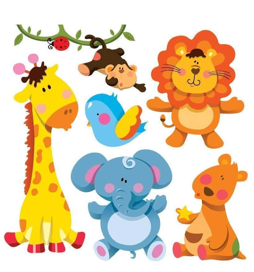 Cute Cartoon Animal In The Jungle Wallpaper