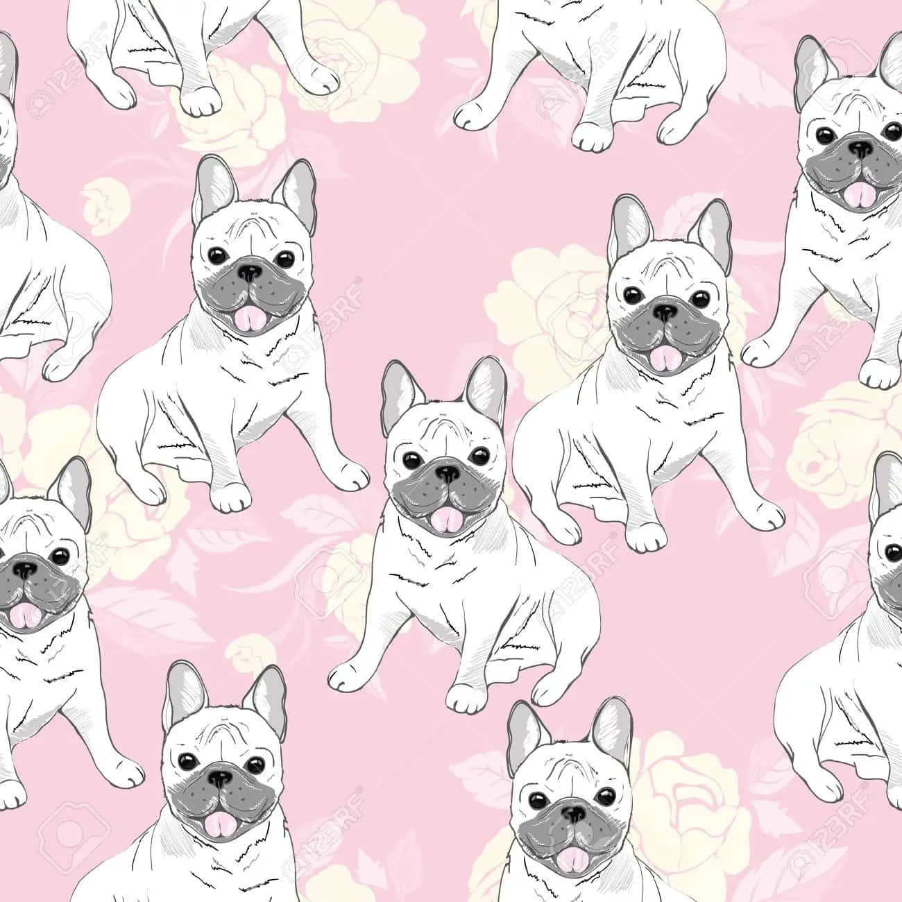 Cute Cartoon Dog On Pink Background Wallpaper