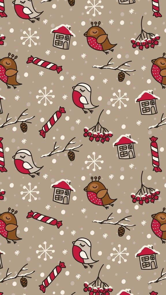 Cute Christmas Iphone Birds Wallpaper