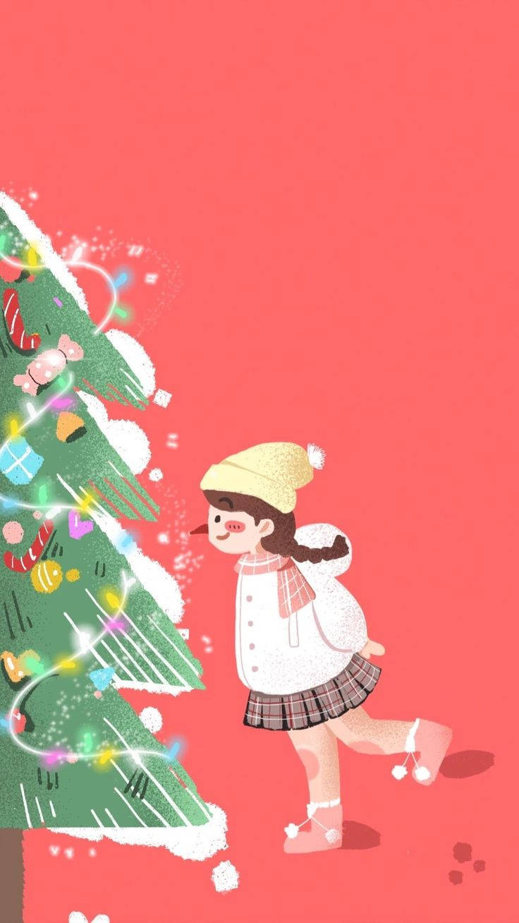Cute Christmas Iphone Girl Wallpaper