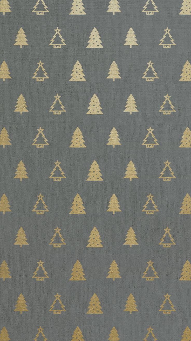 Cute Christmas Iphone Gold Trees Wallpaper