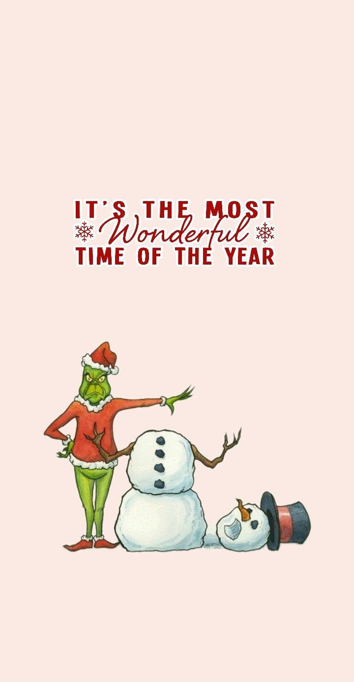 Cute Christmas Iphone Grinch And Snowman Wallpaper