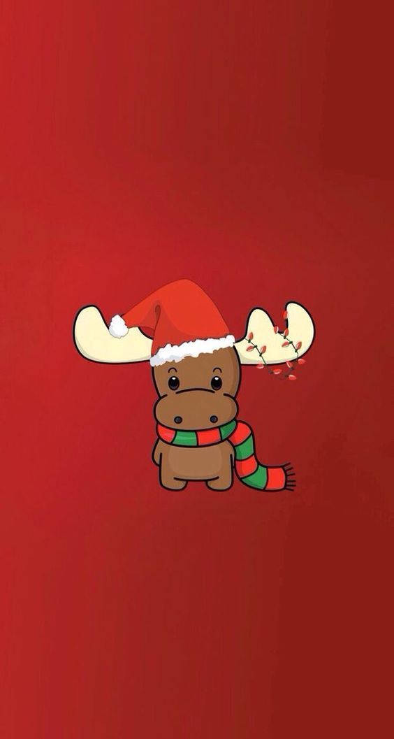 Cute Christmas Iphone Lone Reindeer Wallpaper
