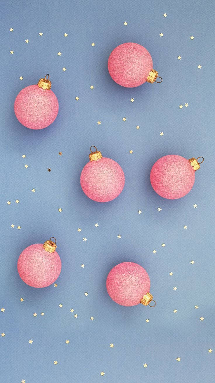 Cute Christmas Iphone Pink Balls Wallpaper