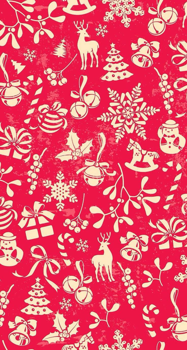 Cute Christmas Iphone Red And Gold Wallpaper