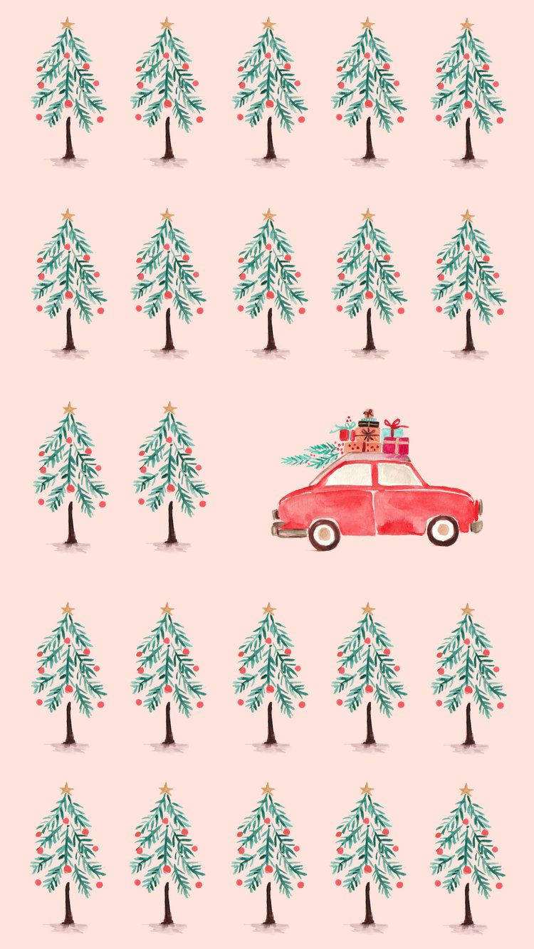 Cute Christmas Iphone Red Car Wallpaper