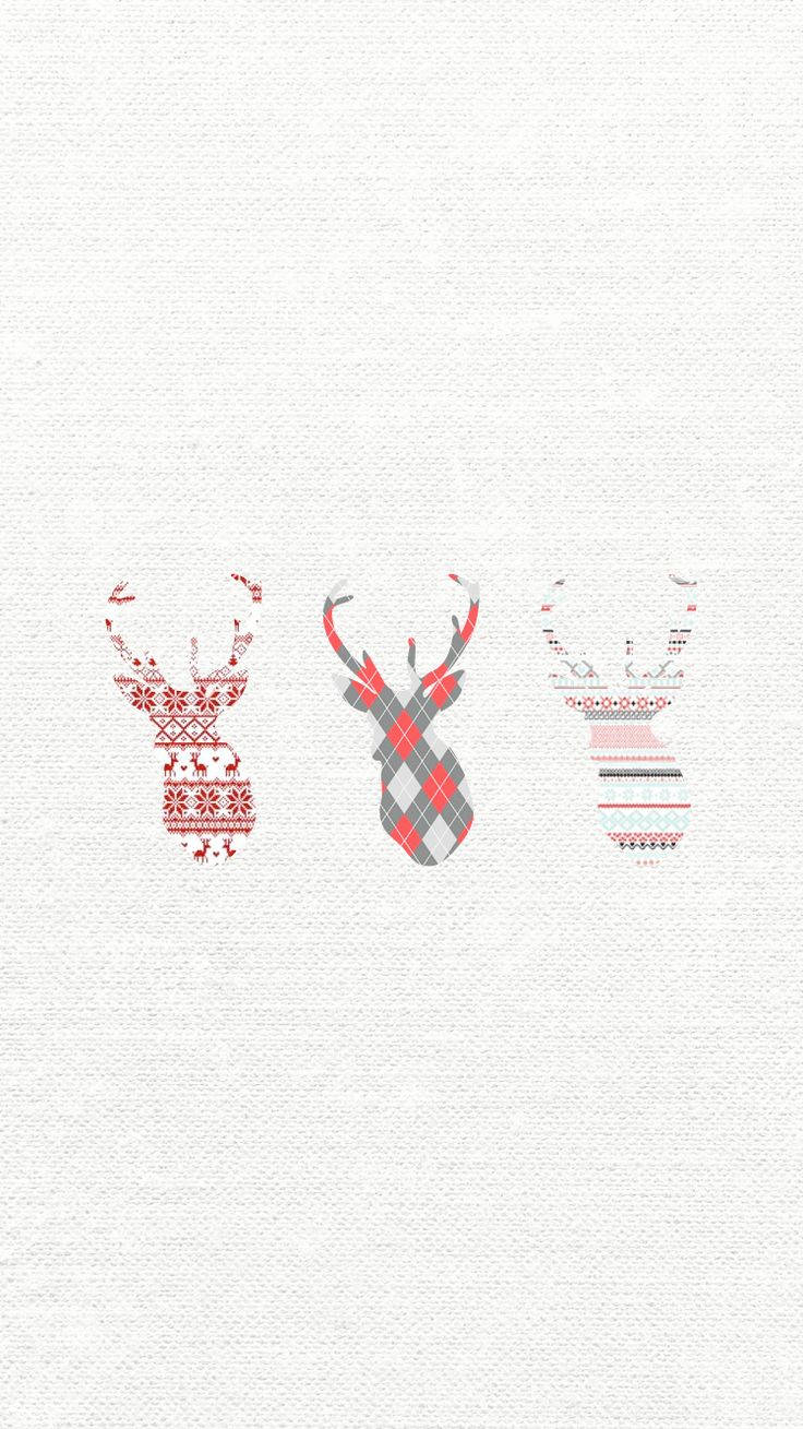 Cute Christmas Iphone Reindeer Silhouettes Wallpaper