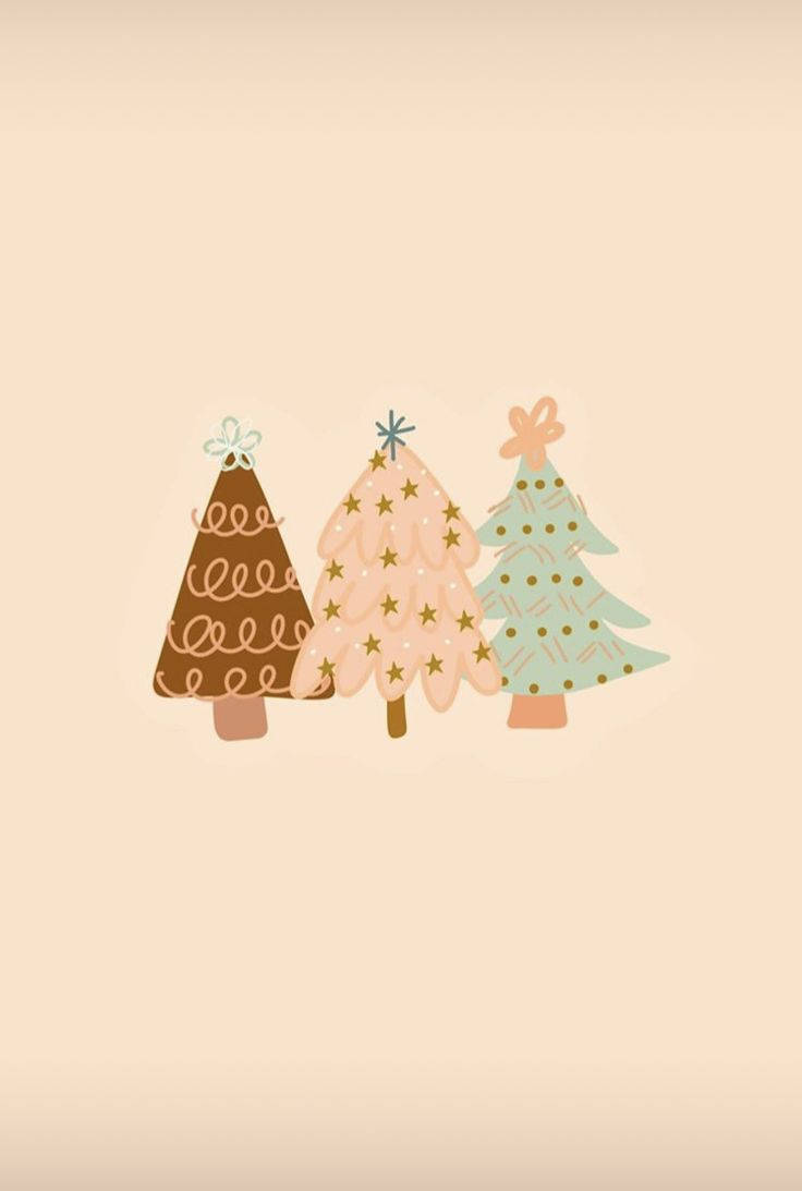 Cute Christmas Iphone Three Trees Wallpaper