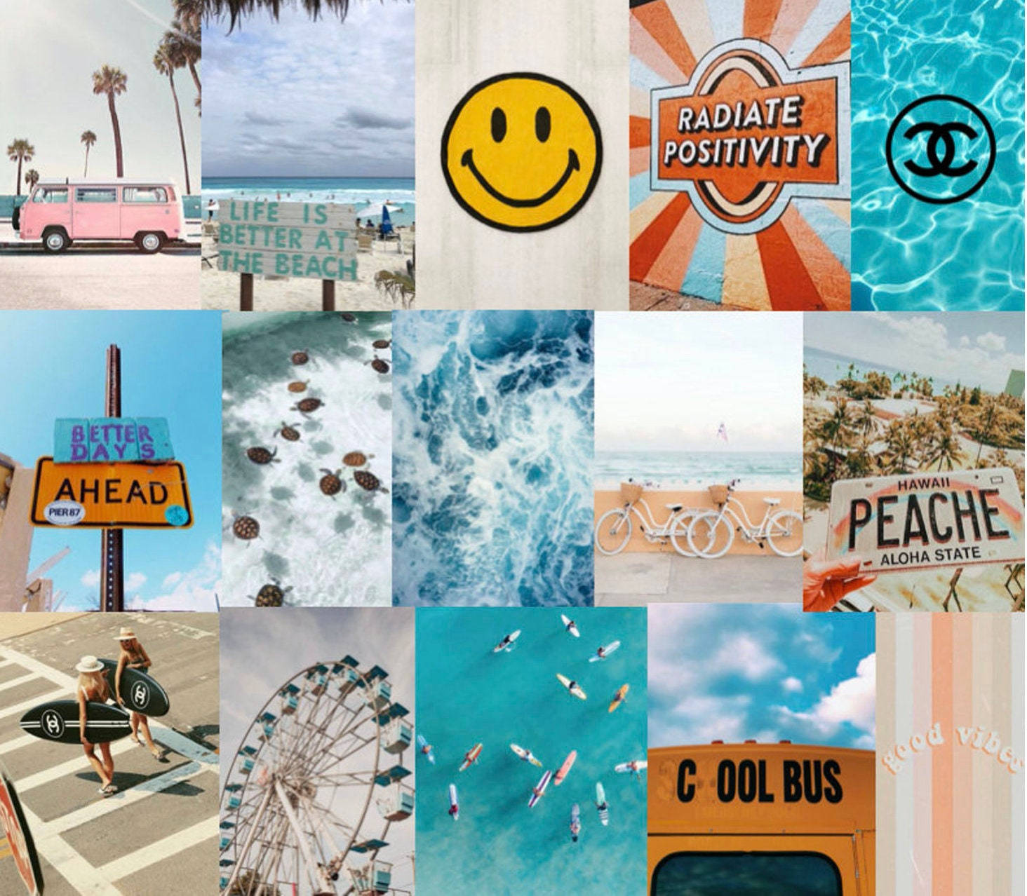Cute Collage Bright Summer Aesthetic Wallpaper