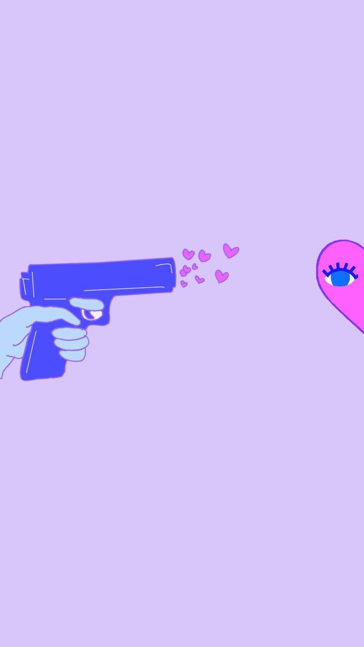 Cute Couple Matching Left Hand Gun Heart Wallpaper