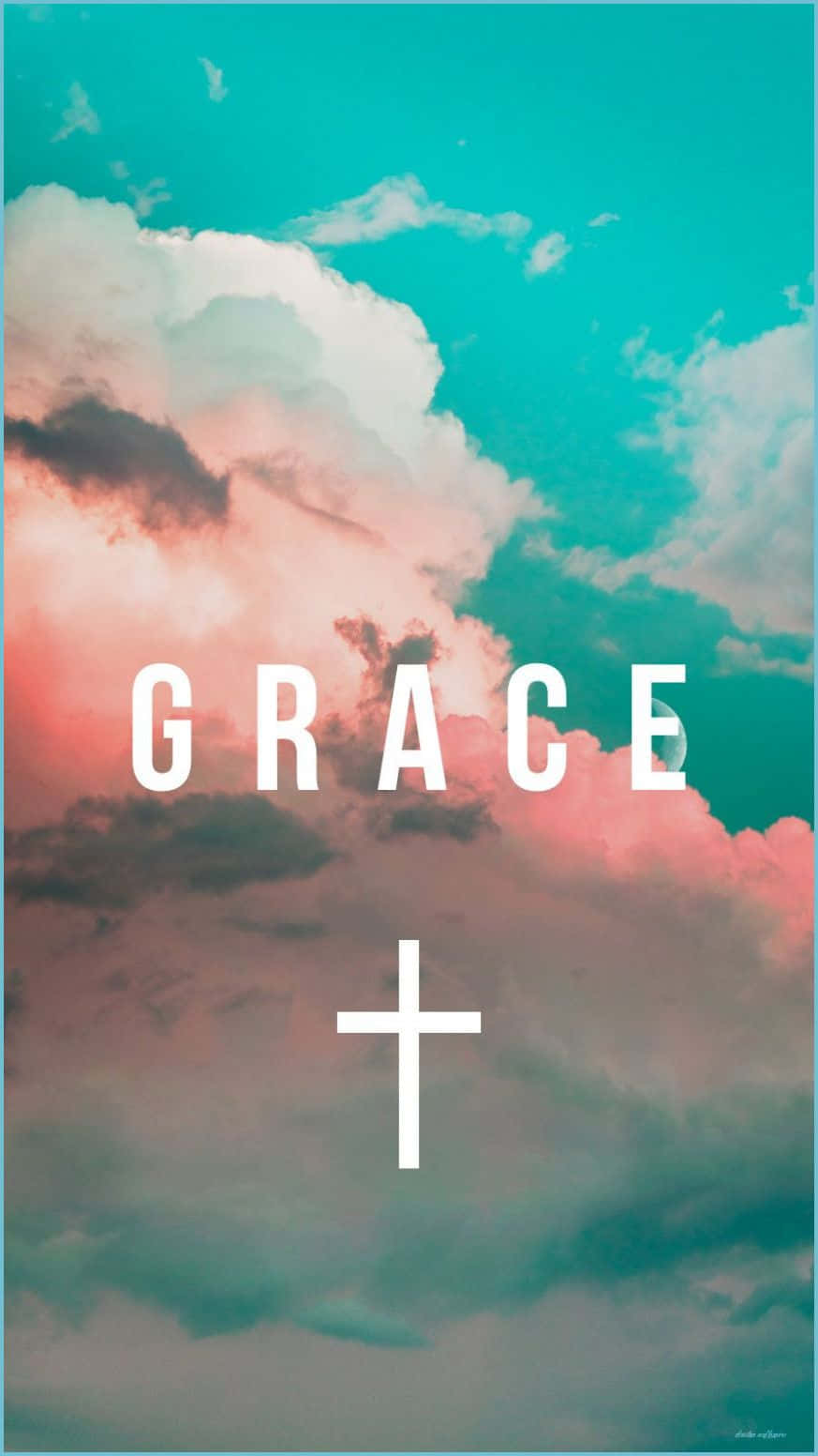 Cute Cross And Grace On Cloudy Skies Wallpaper