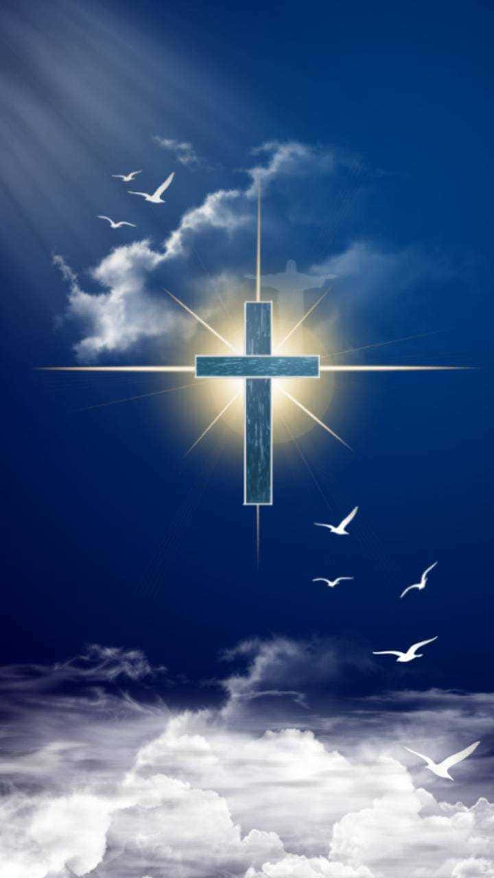 Cute Cross Shining In The Sky Wallpaper