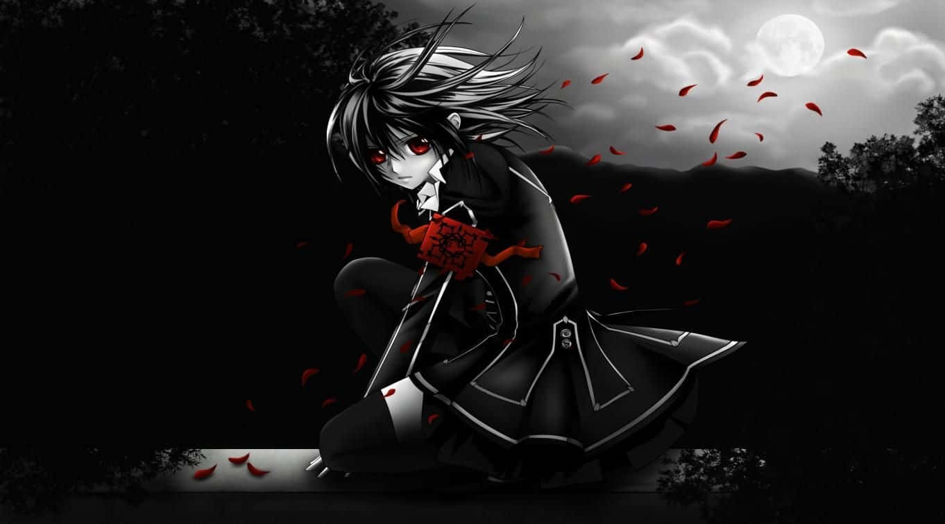 Cute Dark Anime Schoolgirl Wallpaper