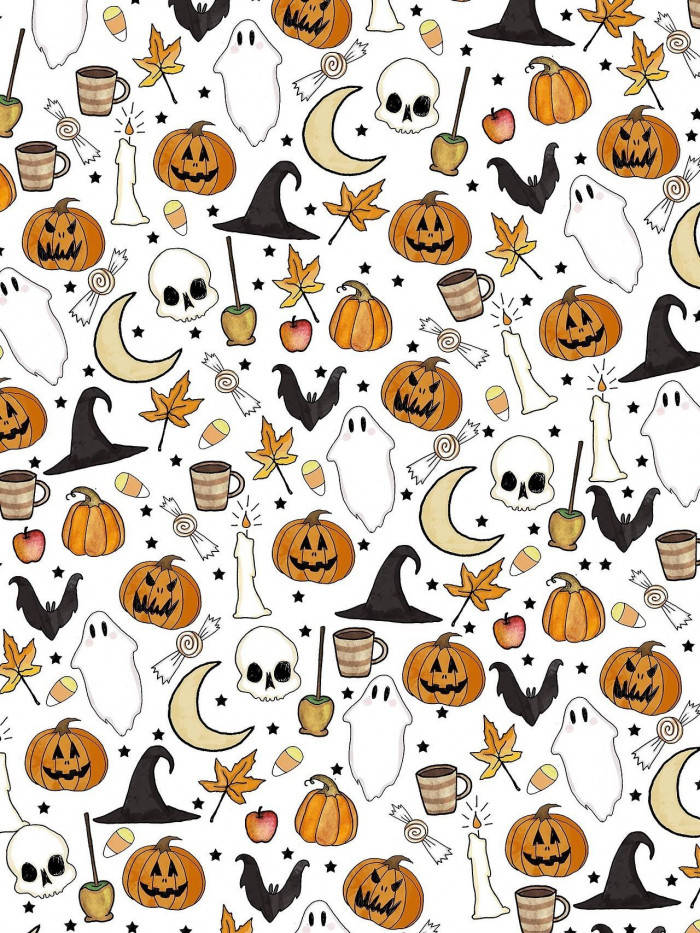 Cute Fall Halloween Icons Wallpaper
