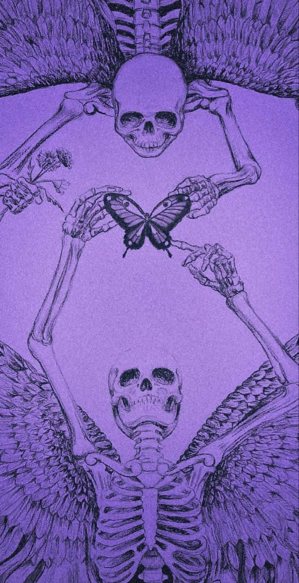 Cute Gothic Two Skeleton Bodies Wallpaper
