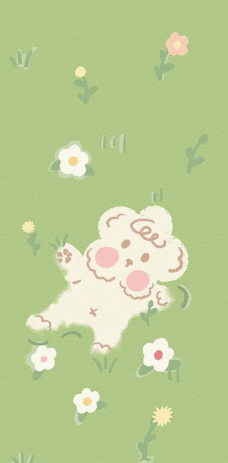 Cute Green Kawaii Teddy Bear Wallpaper