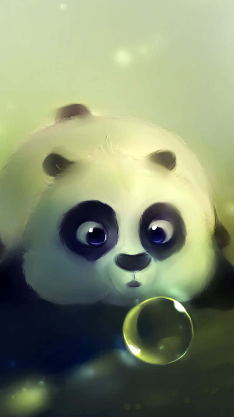 Cute Green Panda Bubble Wallpaper