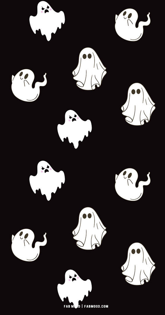 Cute Halloween Iphone Ghost Pattern Wallpaper