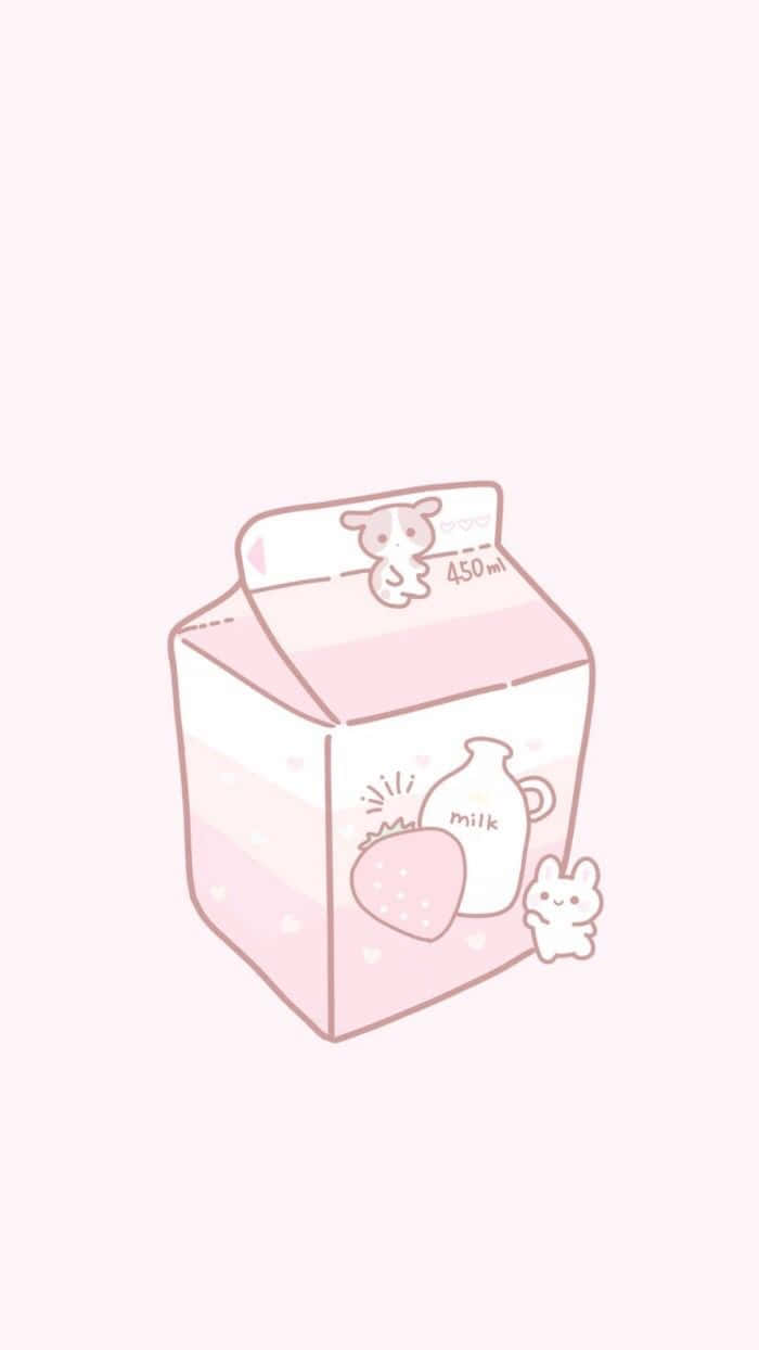 Cute Kawaii Pink Milk Box Wallpaper
