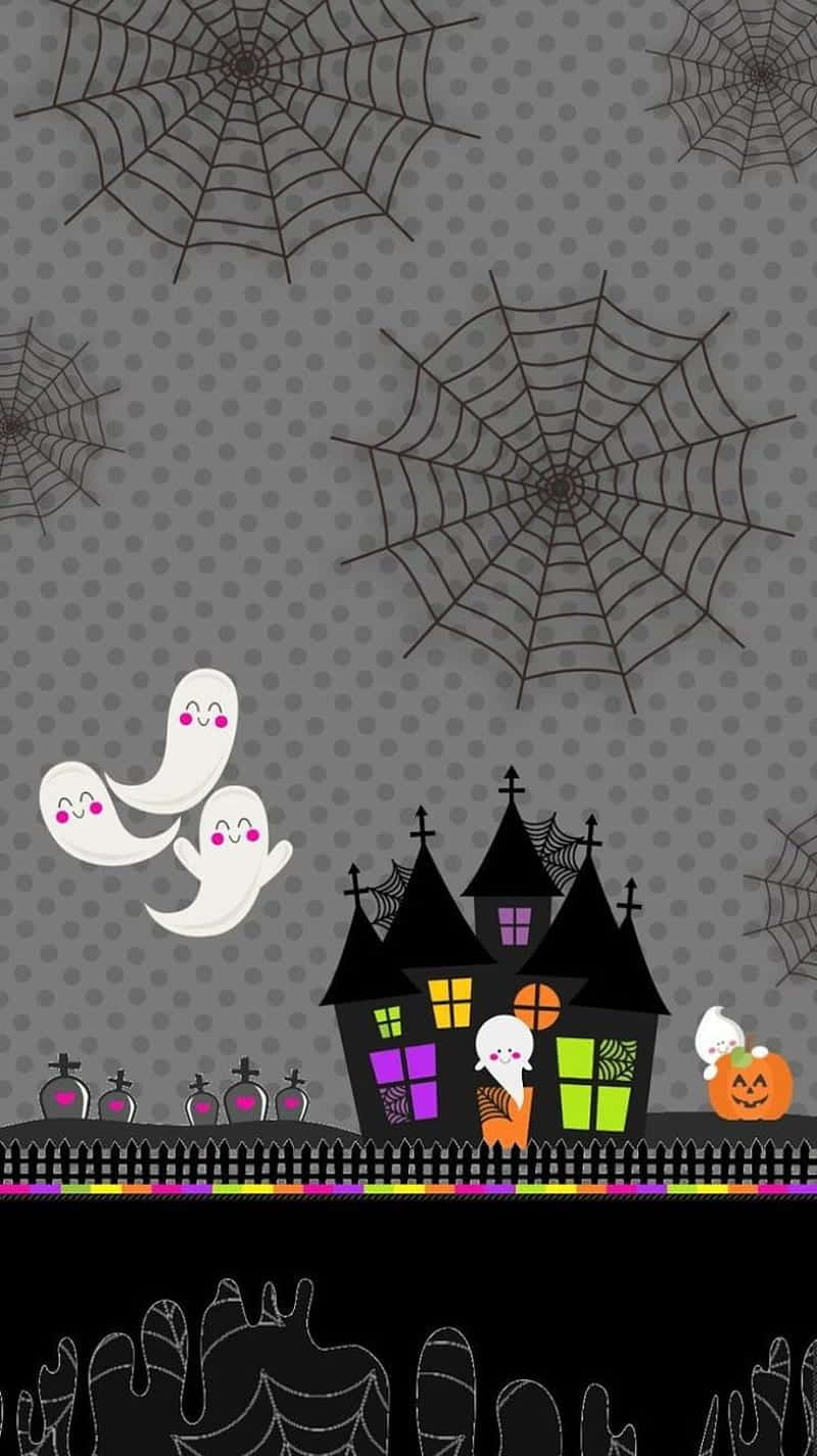 Cute Little Ghost Looking For Treats! Wallpaper