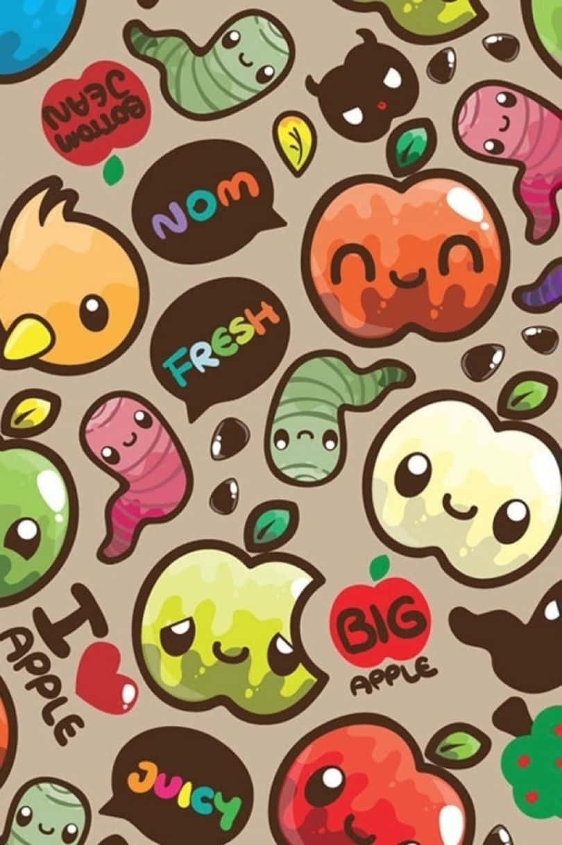 Cute Lock Screen Apples Worms Wallpaper