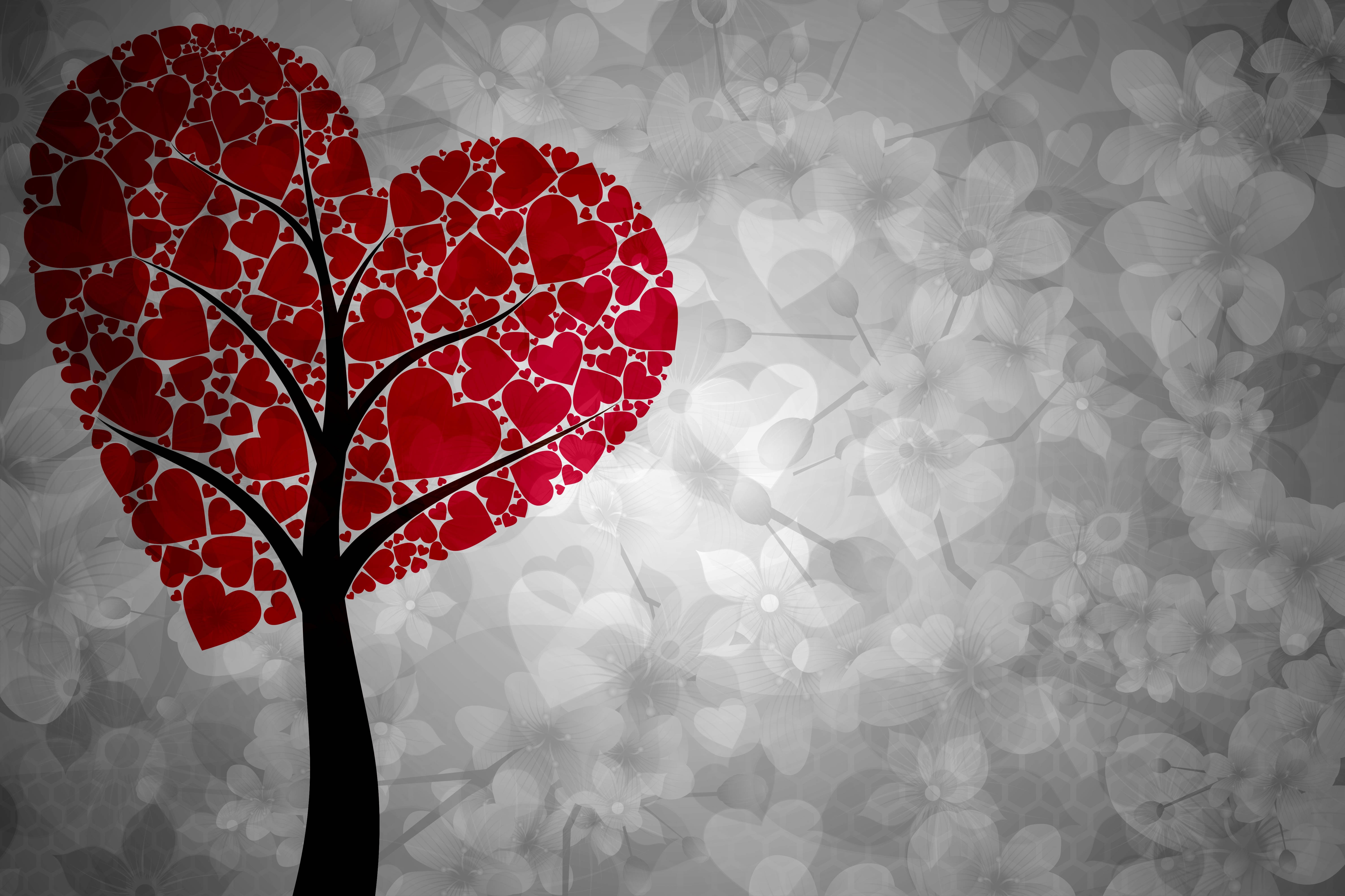 Cute Love Heart Leaves Forming A Tree Wallpaper