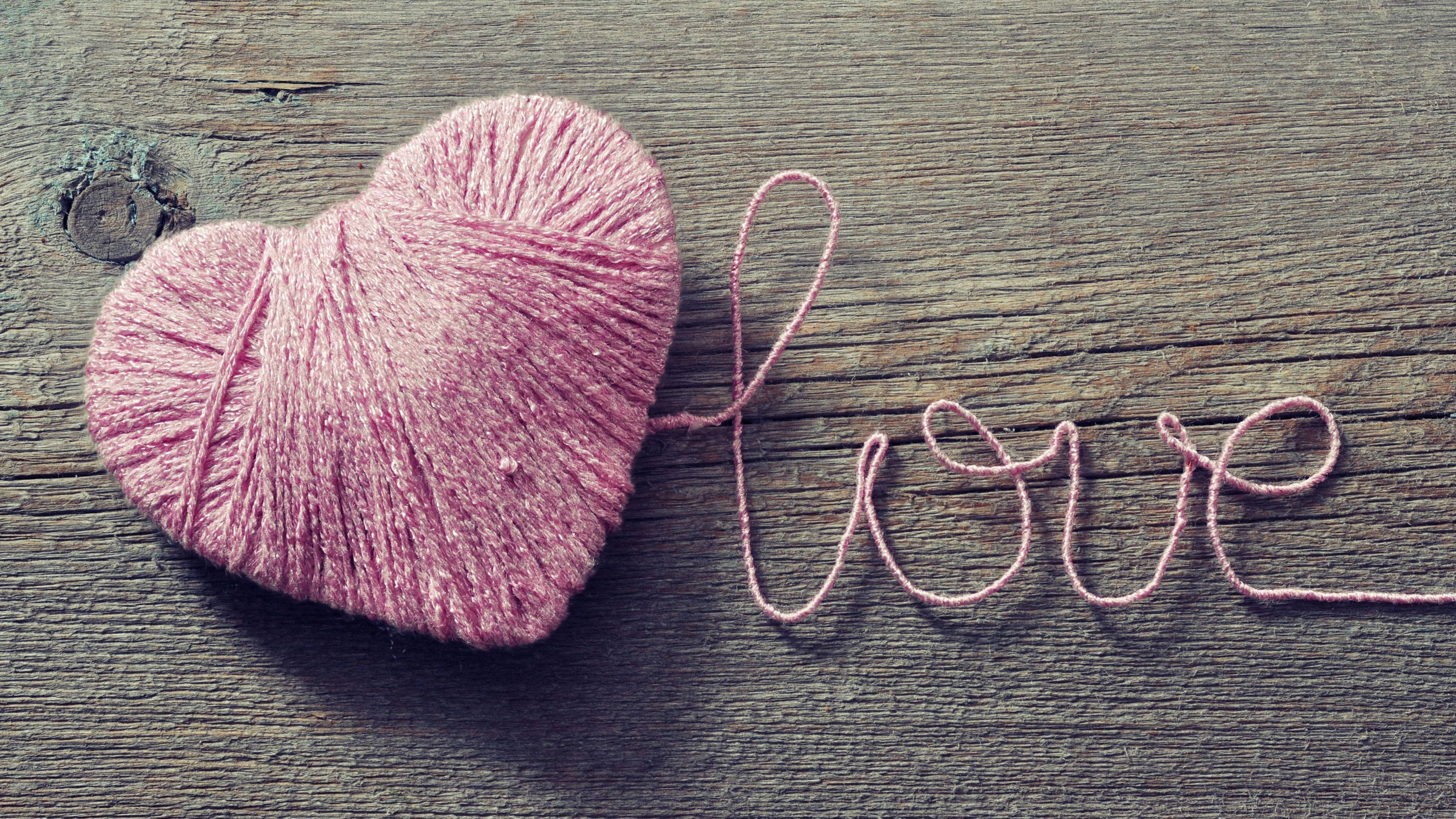 Cute Love Heart Yarn Art Wallpaper