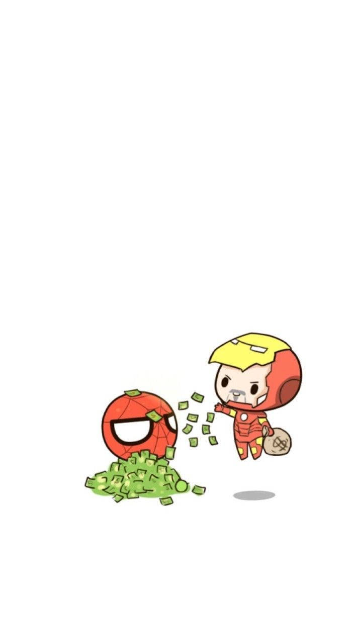 Cute Marvel Iron Man Spider-man Money Wallpaper