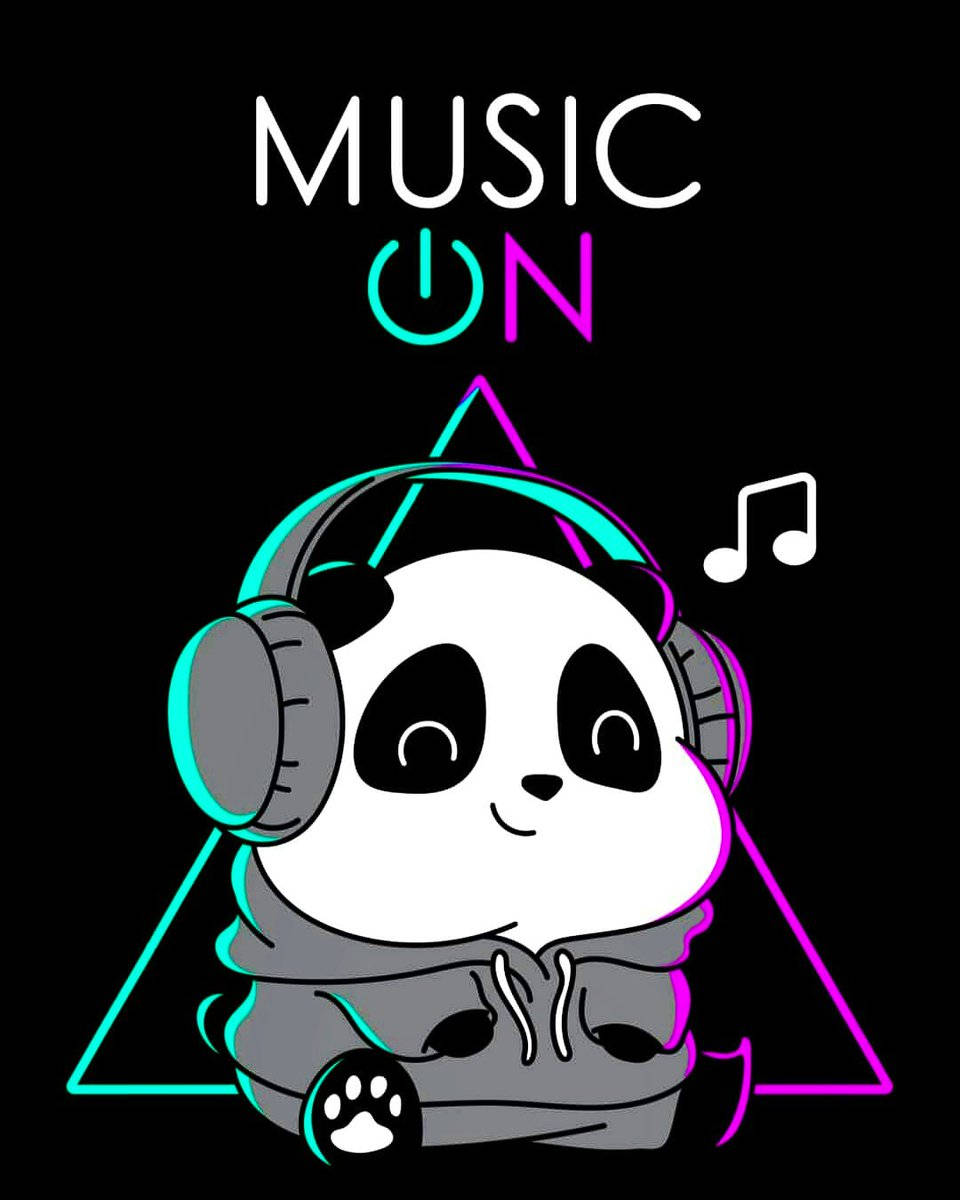 Cute Music Lover Panda With Headphones Wallpaper