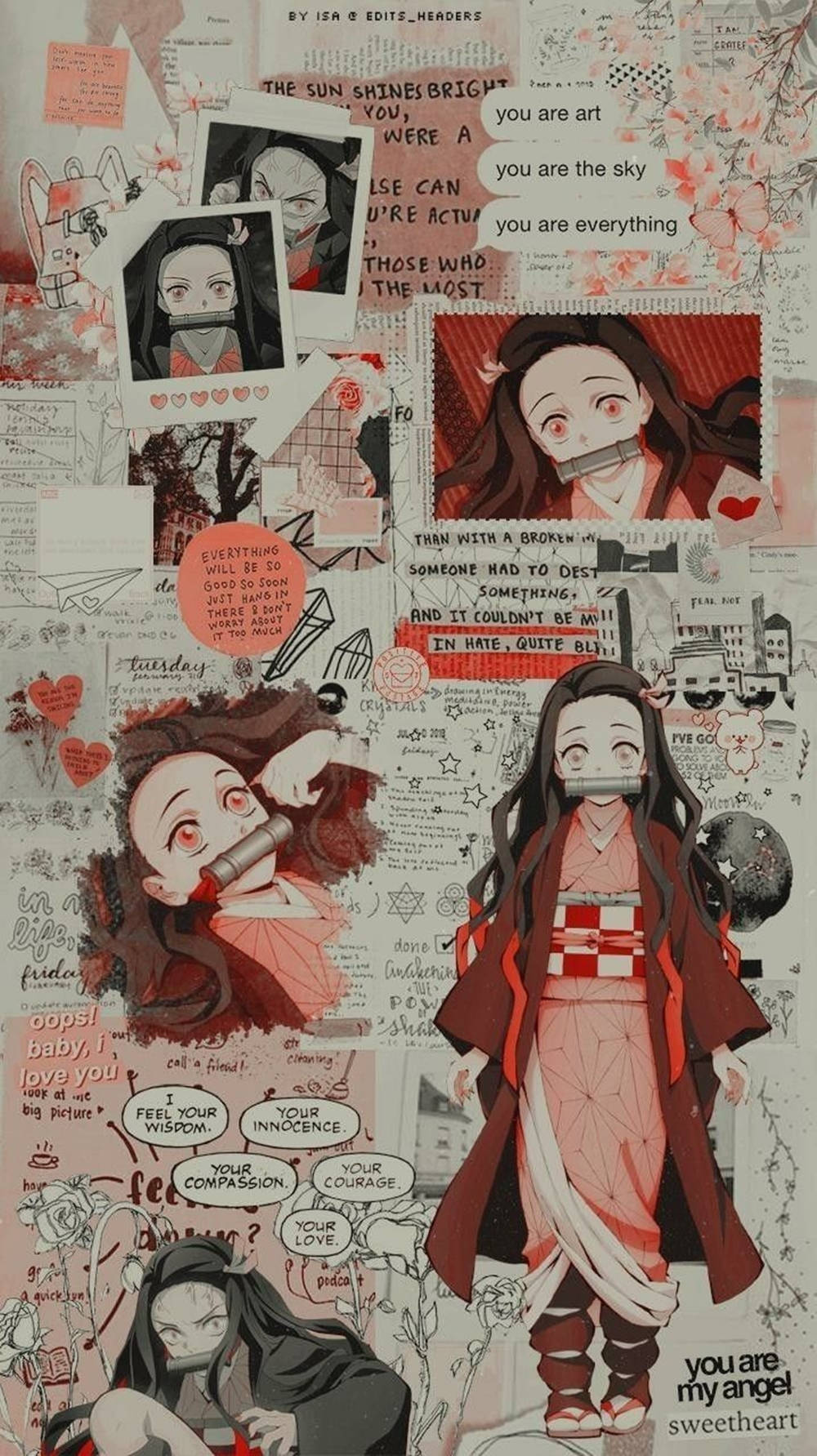 Cute Nezuko Aesthetic Collage Wallpaper