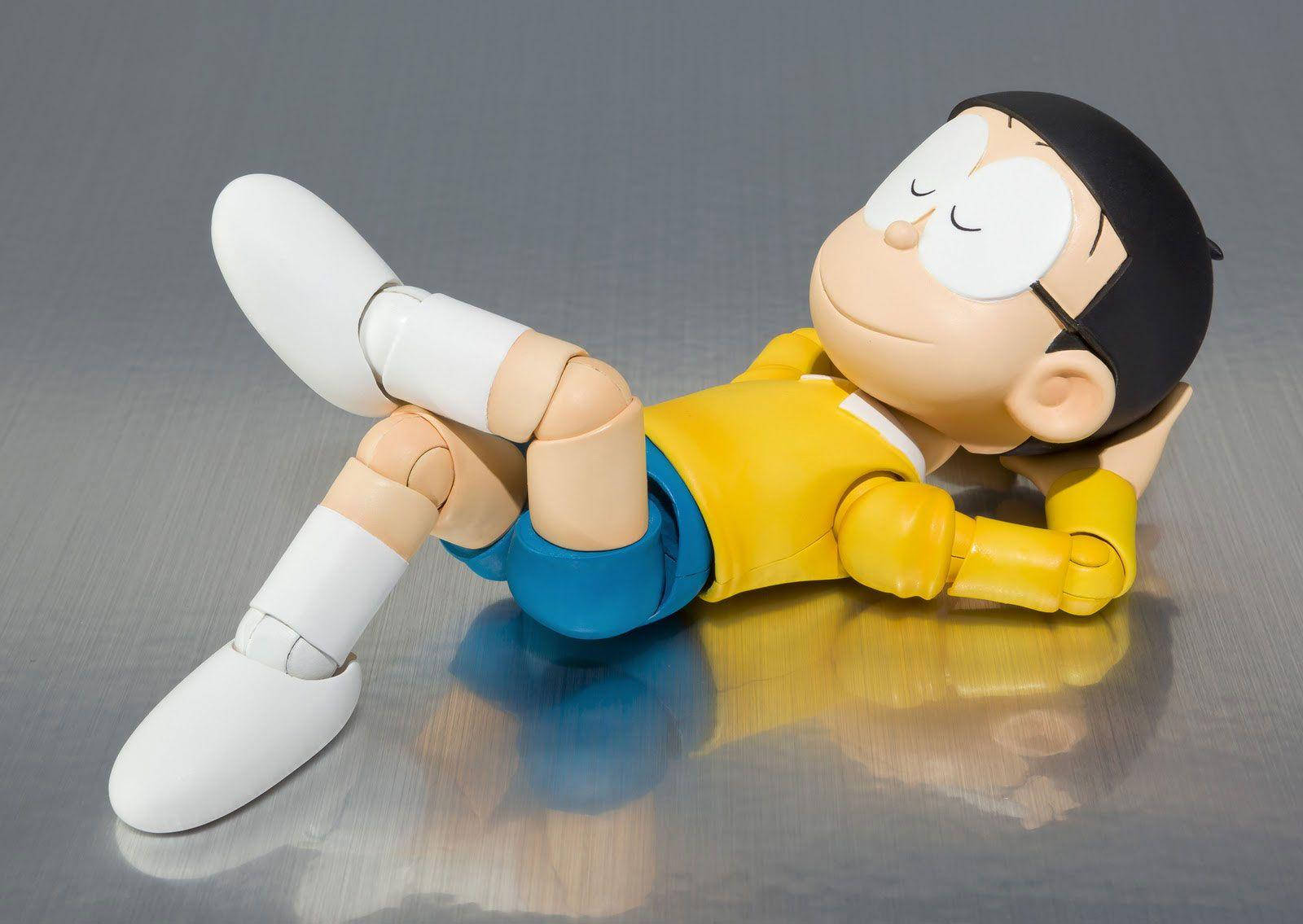 Cute Nobita Sleeping On Reflective Floor Wallpaper