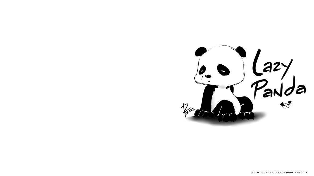 Cute Panda With Lazy Panda Text Wallpaper