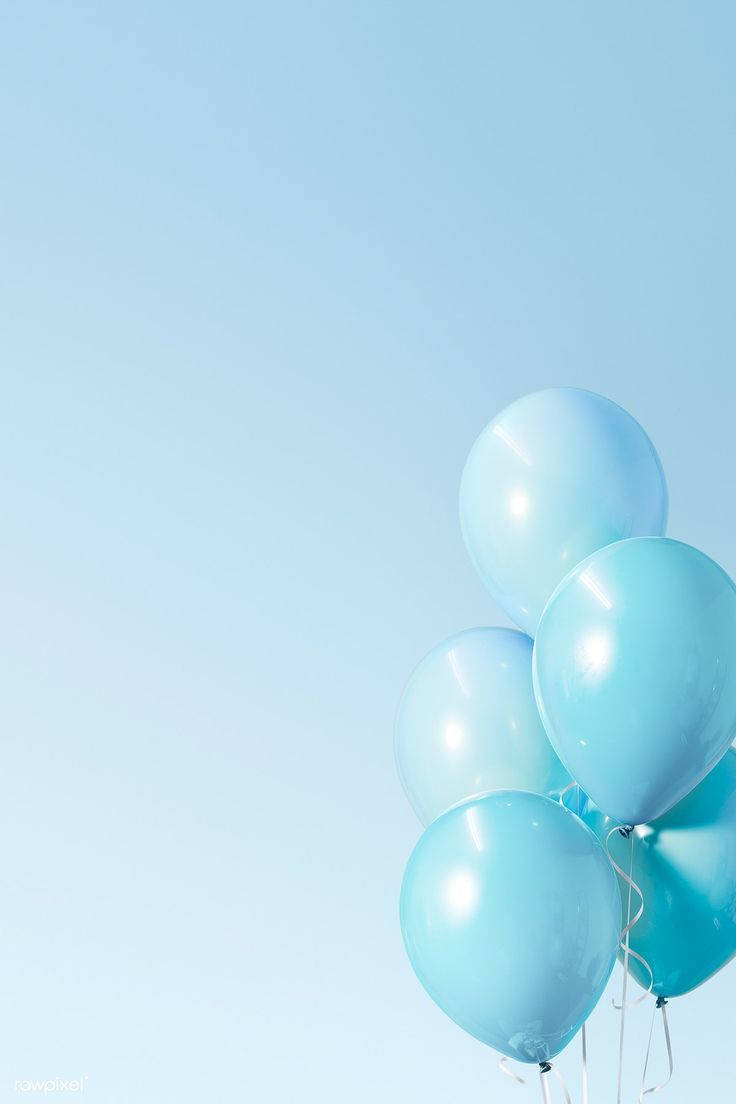 Cute Pastel Blue Aesthetic Five Balloons Wallpaper
