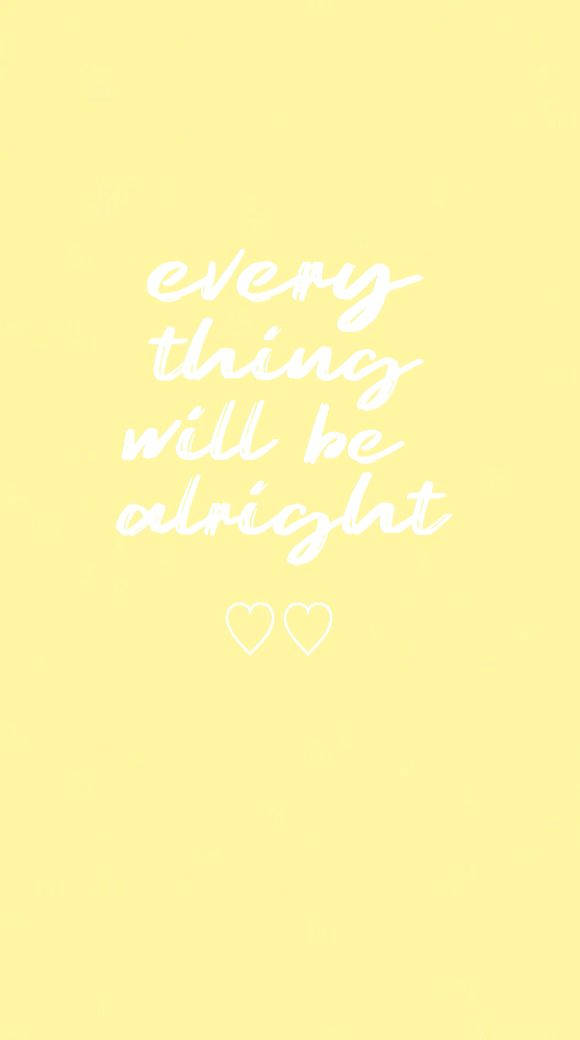 Cute Pastel Yellow Aesthetic Hearts Quote Wallpaper