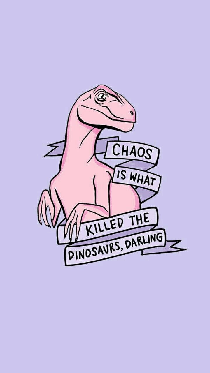 Cute Pink Dinosaur Chaos Darling Wallpaper