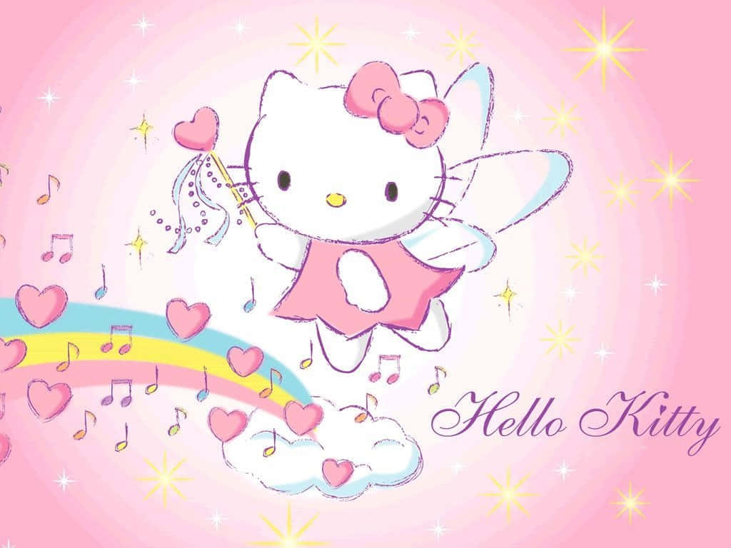 Cute Pink Hello Kitty Music Angel Wallpaper