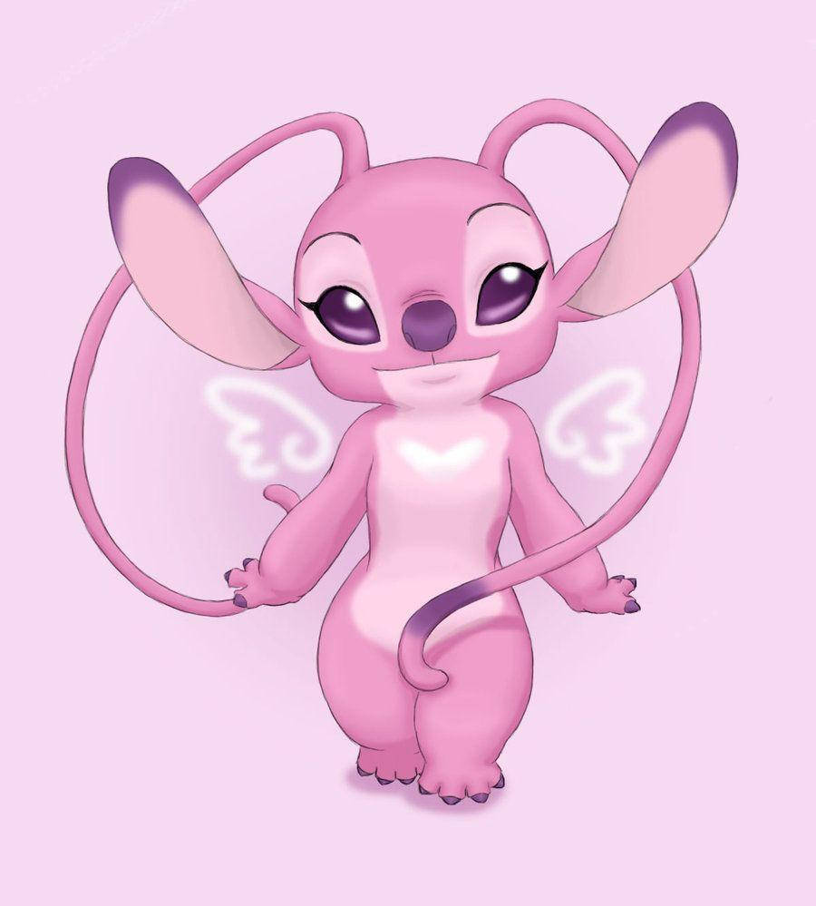 Cute Pink Stitch Angel Wallpaper