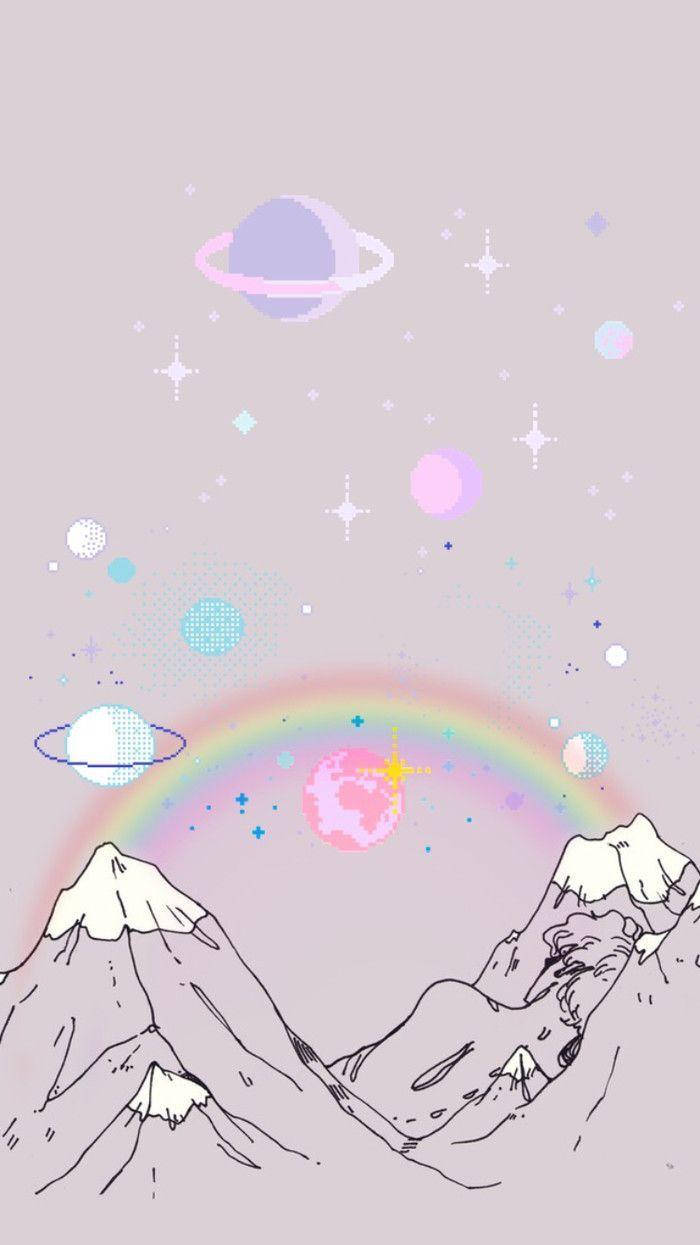 Cute Planet Mountains Aesthetic Phone Wallpaper