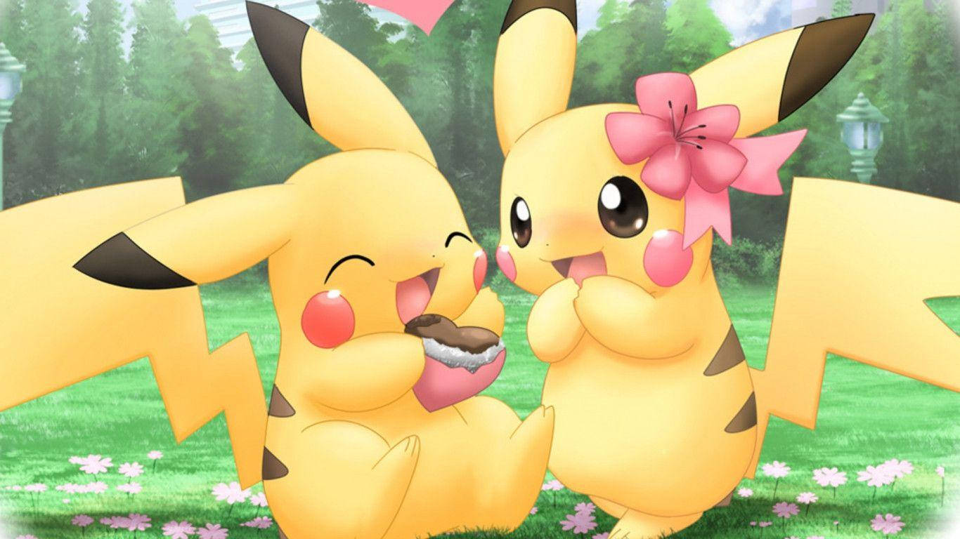 Cute Pokemon Pikachu Romance Wallpaper