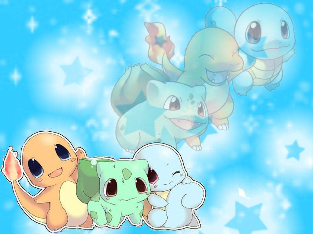 Cute Pokemon Starters Chibi Art Wallpaper